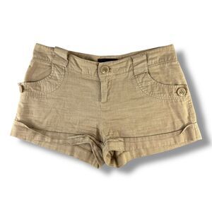 Vintage Y2K Forever 21 Khaki Mini Low Rise Shorts Pockets Utility Boho Retro S